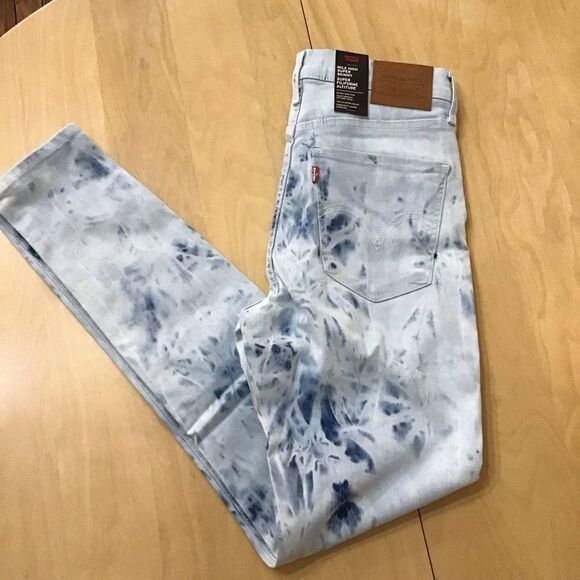 LEVI’S tie dye wash jeans mile high super skinny high rise waisted waist 29 - Picture 9 of 16